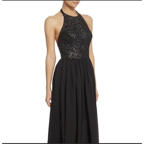 Dress the Population Women's Farah Halter Gown Sheer Dress XS NWOT - Picture 1 of 7